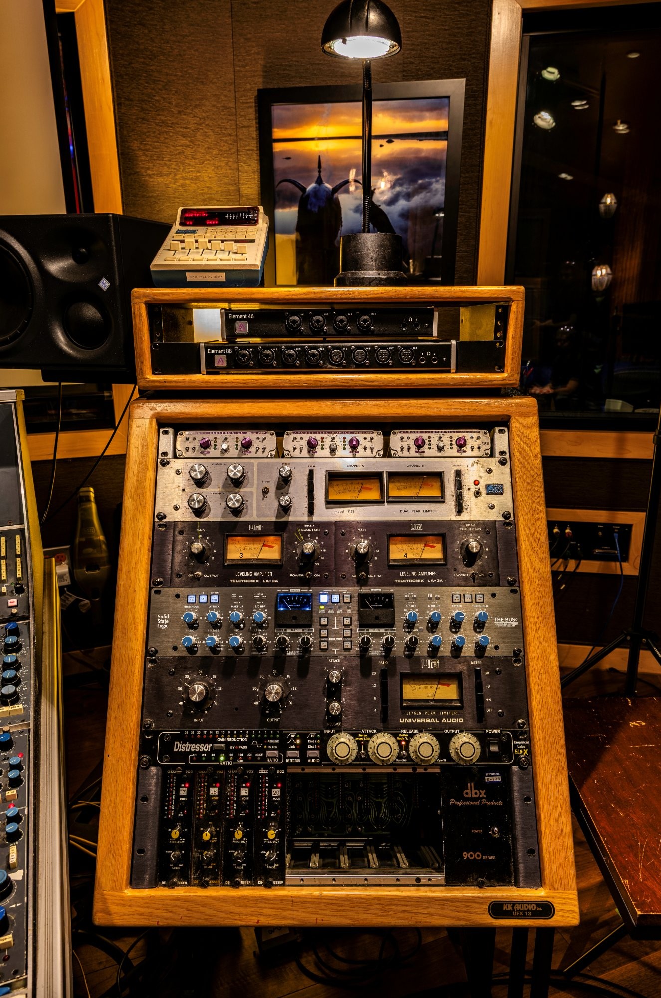 Vintage outboard gear rack at Clearmountain's Berkeley Street Studios Santa Monica